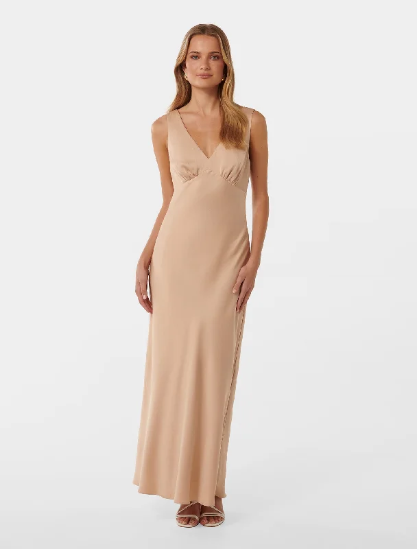 Weekend Limited-Time Offers Cameron V Neck Satin Maxi Dress