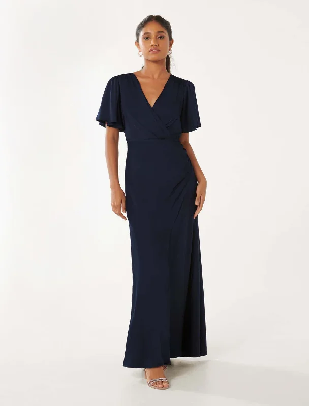 Weekend Only Savings Chelsea Petite Flutter Sleeve Satin Maxi Dress