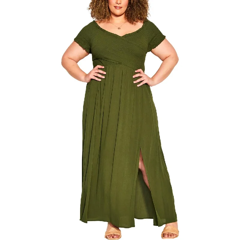 Massive Price Cuts City Chic Womens Plus Smocked  Maxi Dress