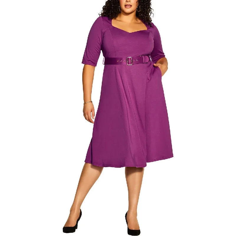 City Chic Womens Plus Solid  Cocktail And Party Dress