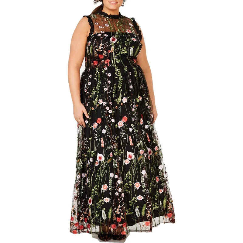 Shop & Save Now City Studios Womens Plus Embroidered Floral Maxi Dress