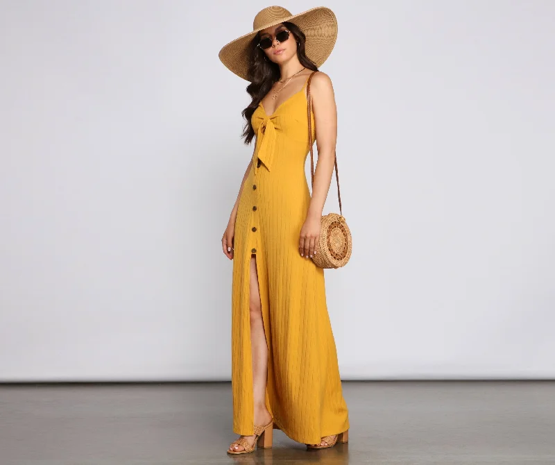 Super Low Prices Casual Glam Ribbed Charming Knit Maxi Dress