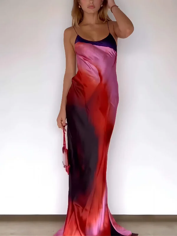 Abstract Floral Stylish Halter Maxi Dress