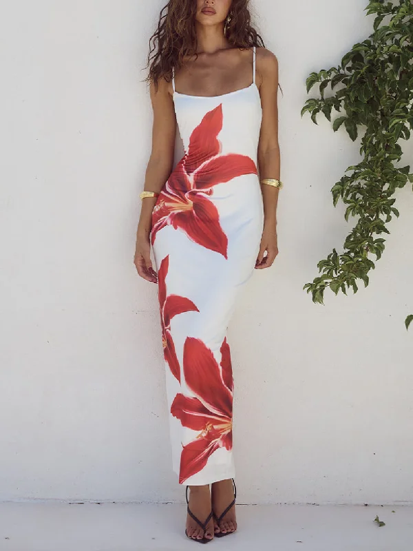 Unforgettable Abstract Floral Charming Print Maxi Dress