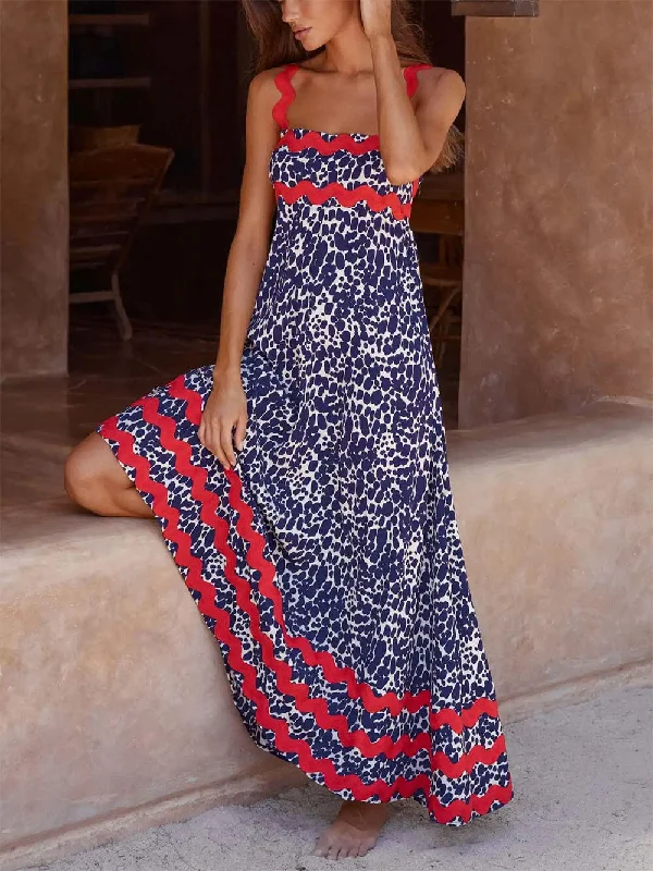 Suspender Print Stylish Maxi Dress