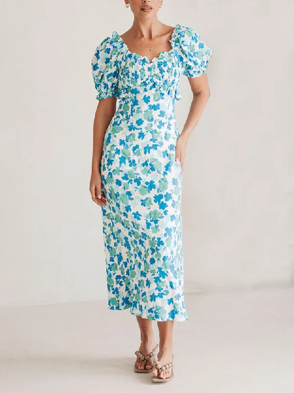 Best Deal of the Day Summer Fresh Floral Charming Off-Shoulder Midi Dress
