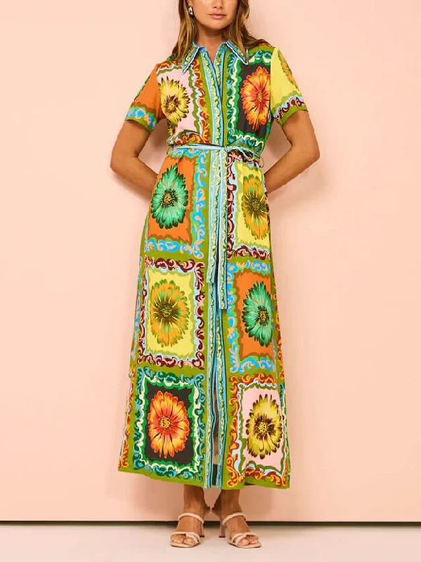 Price Cut Alert Special Sunflower Stylish Print Midi Dress