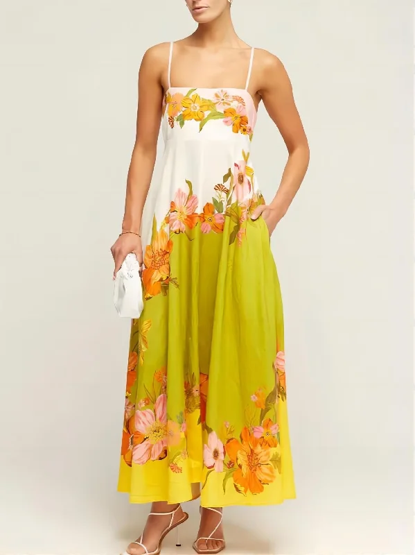 Only for You Sophisticated, Modern And Unique Graceful Print Strap Midi Dress