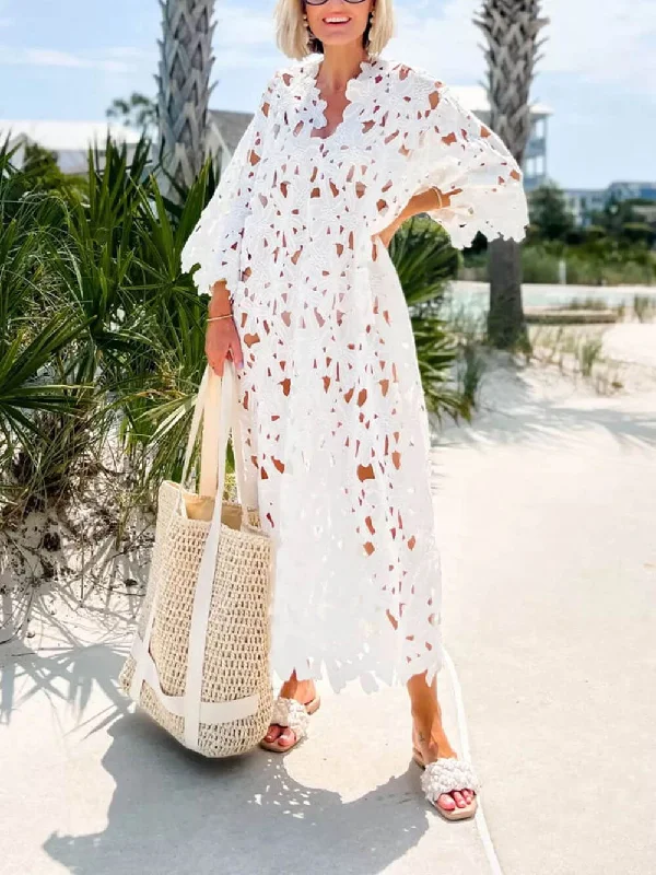 Massive Price Cuts Lace Cover Up Charming Beach Midi Dress