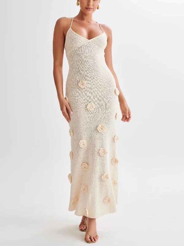Super Low Prices Knitted Floral Stylish Midi Dress