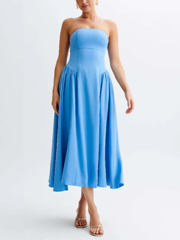 Weekend Flash Markdown Tube Top Stylish Pleated Midi Dress