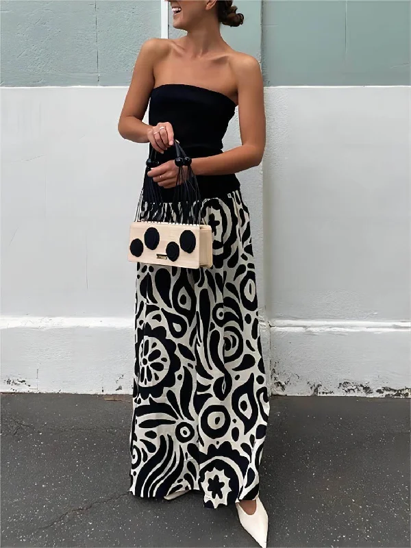 Weekend Best Price Deals Strapless Floral Stylish Print Midi Dress