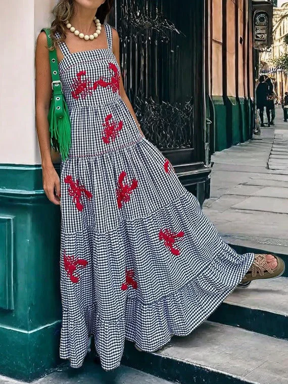 Weekend Hot Prices Exquisite Embroidered Holiday Charming Camisole Midi Dress