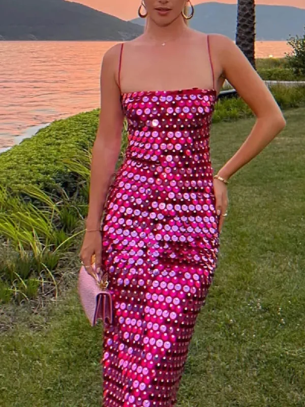 Weekend Shopping Deals Sequin Versatile Stylish Irregular Midi Dress