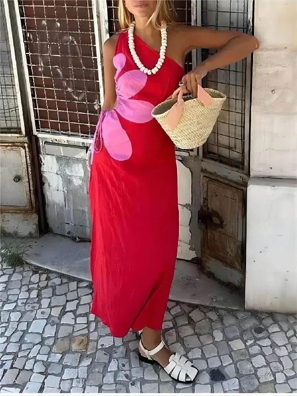 Weekend Top Offers Positioned Floral Print Charming Off-Shoulder Midi Dress