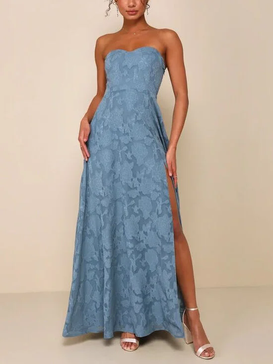 Weekend Deal Rush Evening Gown Strapless Slim Graceful Fit Slit Maxi Dress