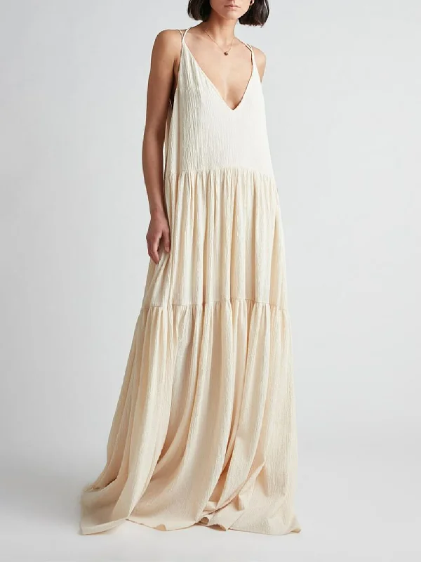 Weekend Exclusive Offers Elegant Resort Deep Charming V-Neckline Strappy Maxi Dress