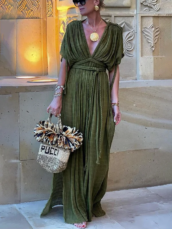 Weekend Bargain Bonanza Draped Braids Kimono Cover Graceful Up Slit Maxi Dress