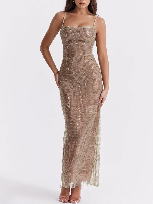 Special Shopping Event Cafe Au Lait Charming Beaded Maxi Dress