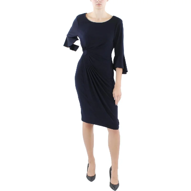 Connected Apparel Womens Faux Wrap Midi Wrap Dress