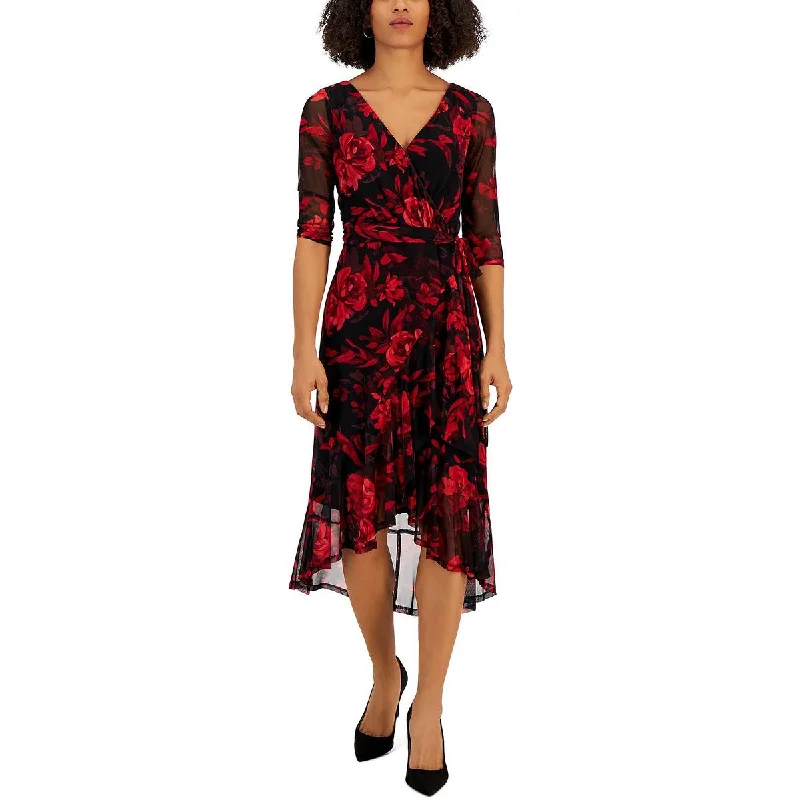 Weekend Deals Galore Connected Apparel Womens Mesh Floral Fit & Flare Dress