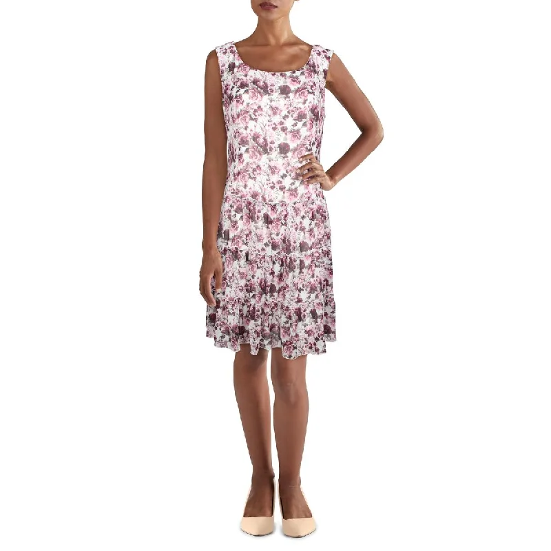 Special Price Drop Connected Apparel Womens Petites Chiffon Tiered Fit & Flare Dress