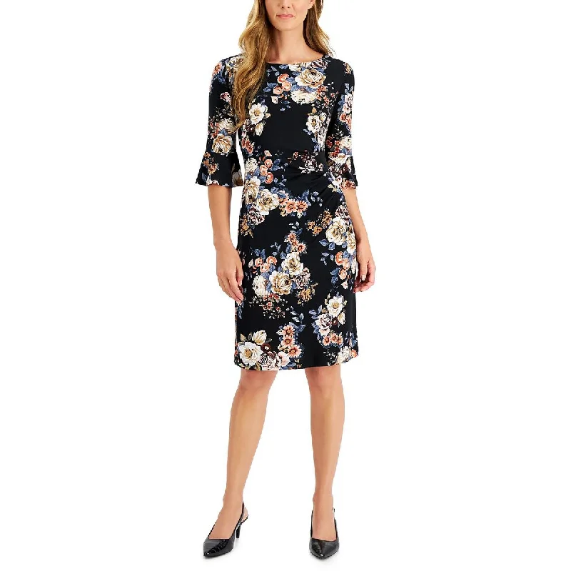Weekend Only Savings Connected Apparel Womens Petites Pleated Midi Sheath Dress