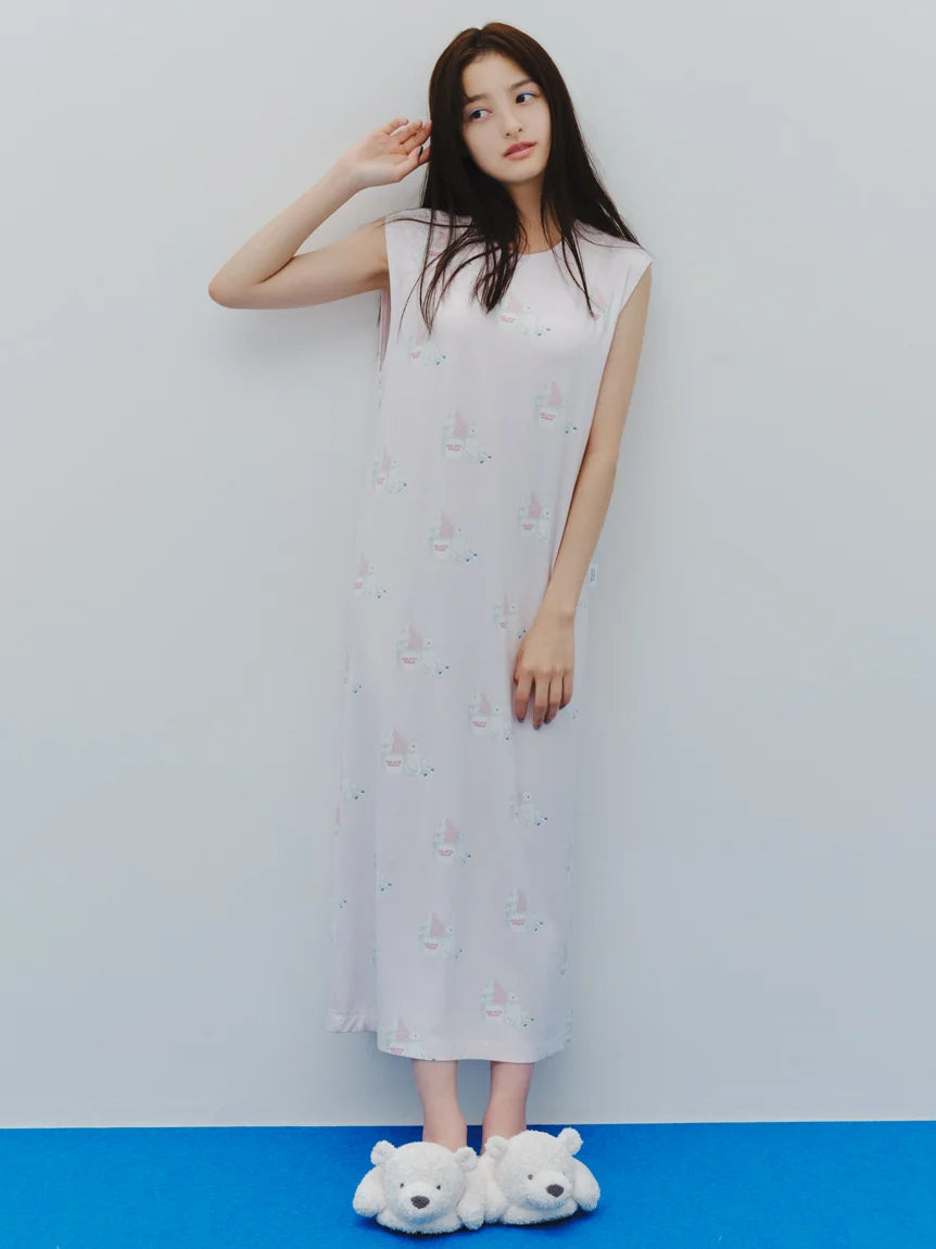 Shop Now and Save COOL Polar Bear Motif Sleeveless Maxi Dress