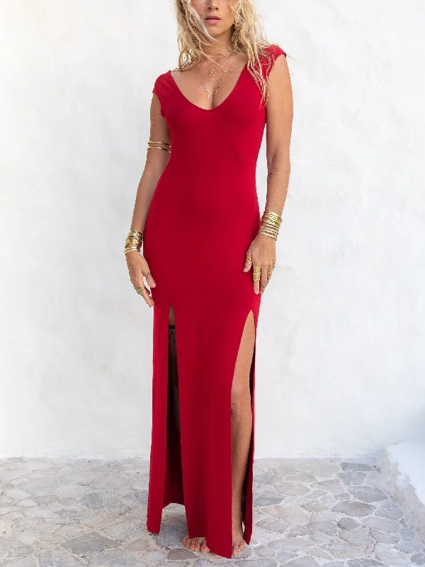 Limited Time Bargain Athena Dress - Crimson Red
