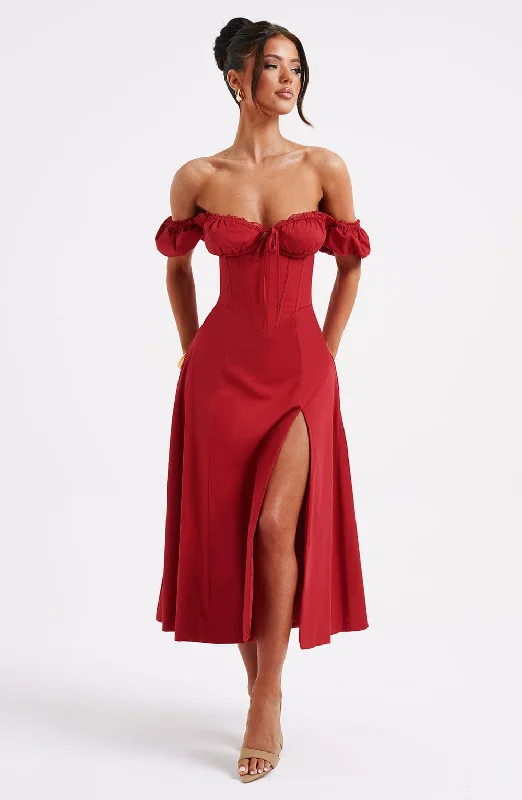Deal Frenzy Courtney Midi Dress - Red