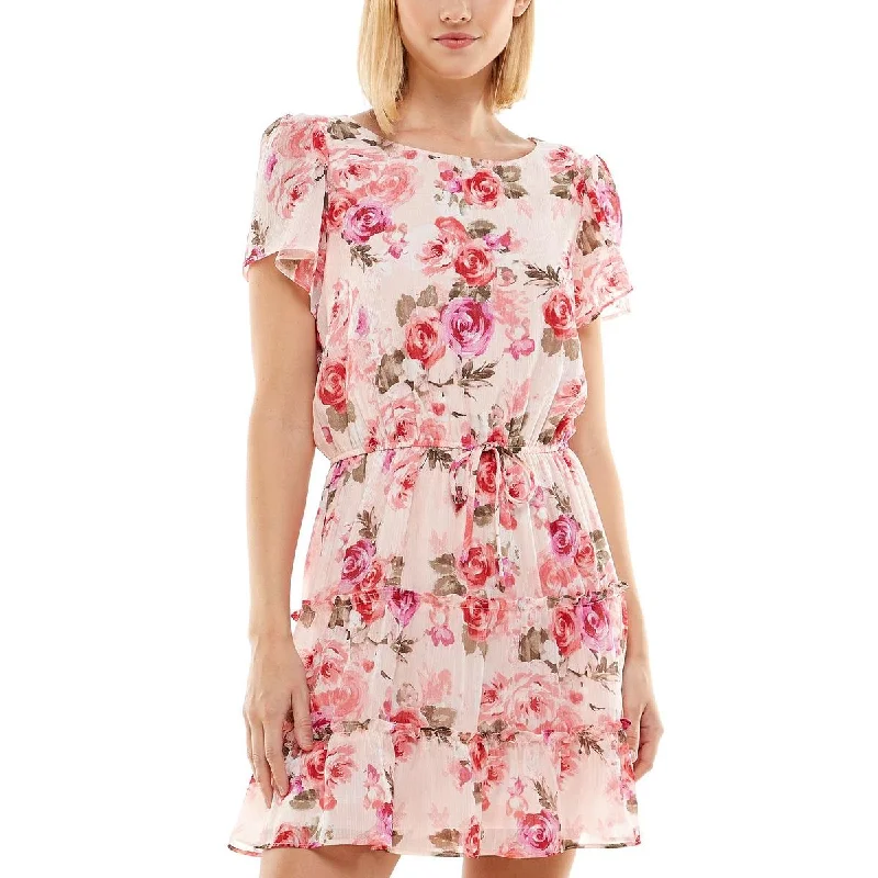 Weekend Best Buys Crystal Doll Womens Juniors Floral Print Formal Maxi Dress