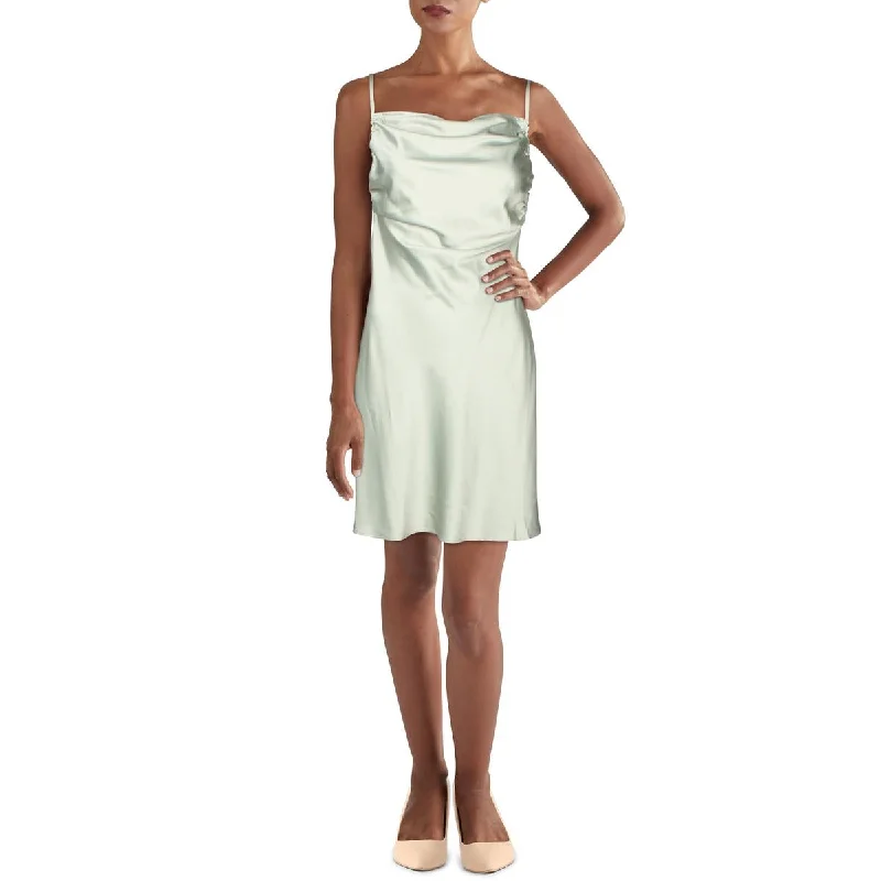 Danielle Bernstein Womens Satin Ruched Slip Dress