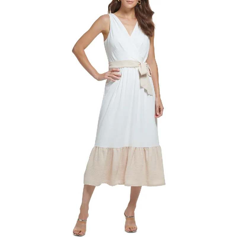 Unmissable Deals DKNY Womens Colorblock Long Midi Dress