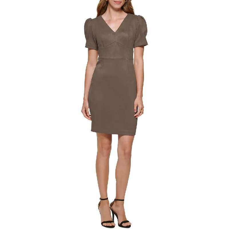 Weekend Bargain Weekends DKNY Womens Faux Suede Mini Sheath Dress