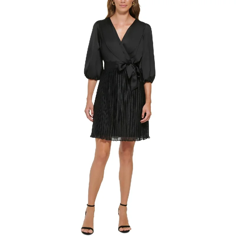 Get It Now DKNY Womens Pleated Mini Fit & Flare Dress