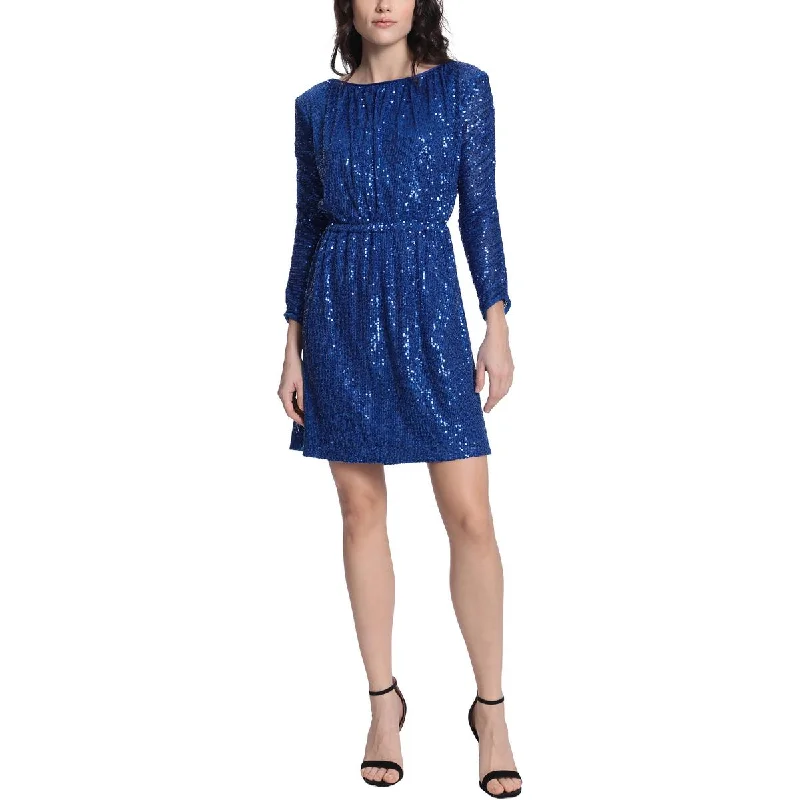 Donna Morgan Womens Sequined Short Cocktail And Party Dress