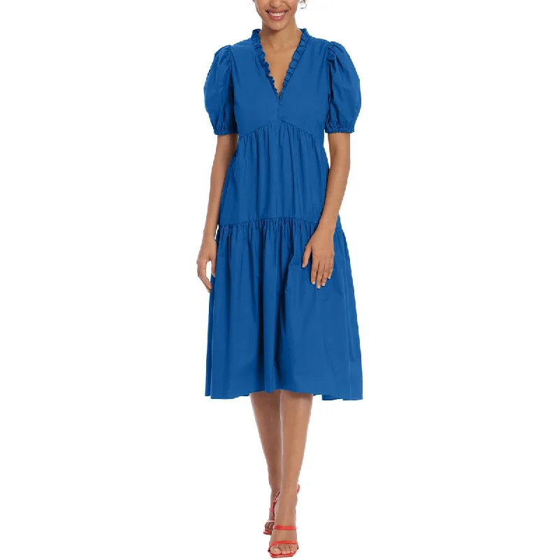 One-Day Sale Donna Morgan Womens Tiered Midi Babydoll Dress