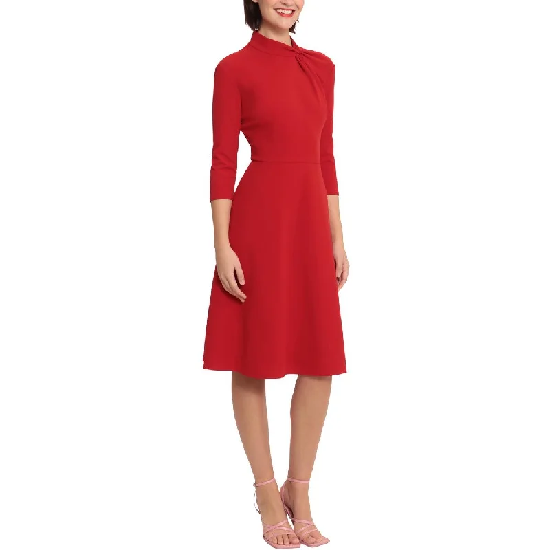 Special Price Drop Donna Morgan Womens Twist Neck Midi Fit & Flare Dress