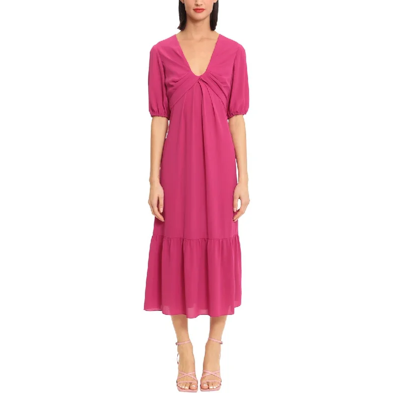 Offer Ending Soon Donna Morgan Womens V-Neck Short Sleeve Midi Dress