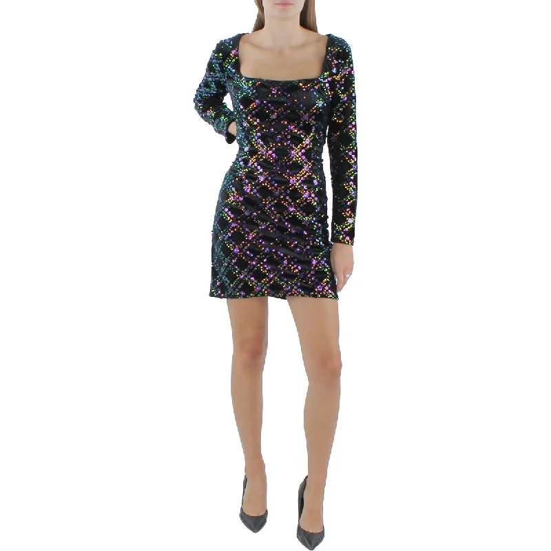 Donna Morgan Womens Velvet Mini Cocktail And Party Dress