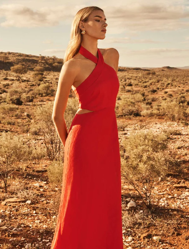 Weekend Savings Mania Elaine Halter Cut Out Maxi Dress