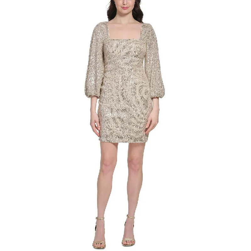 Eliza J Womens Mesh Sequined Cocktail and Party Dress