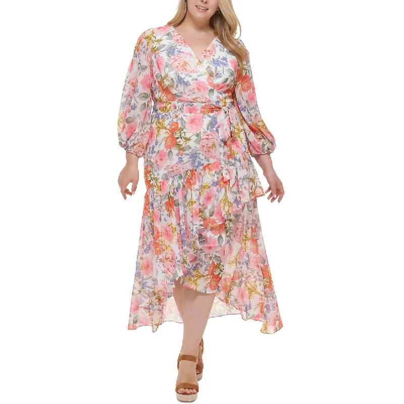 Unbeatable Bargains Eliza J Womens Plus Chiffon Maxi Dress