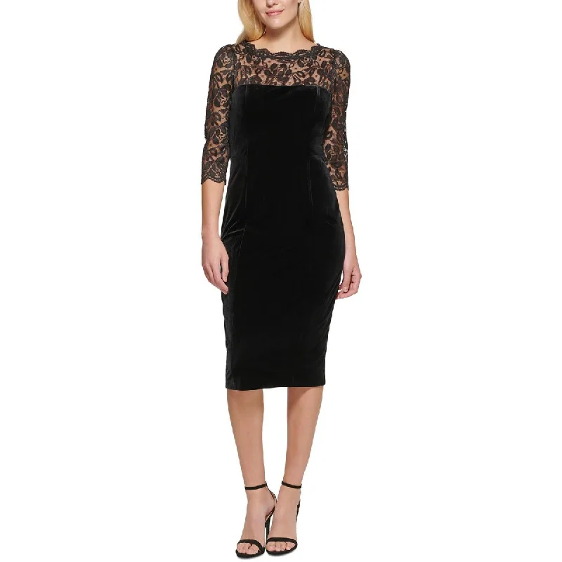 Today’s Flash Sale Eliza J Womens Velvet Lace Front Cocktail And Party Dress