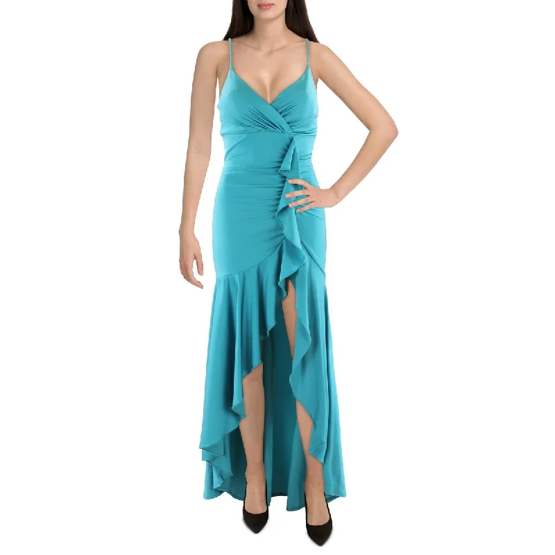 Flash Offer Emerald Sundae Womens Juniors Ruffled Long Cocktail and Party Dress