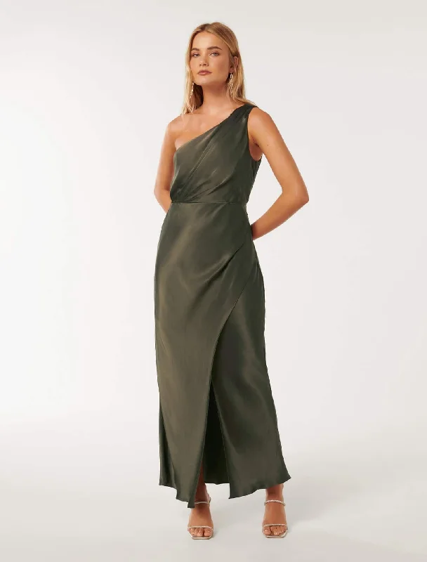 Weekend Exclusive Bargains Emily One Shoulder Satin Maxi Dress