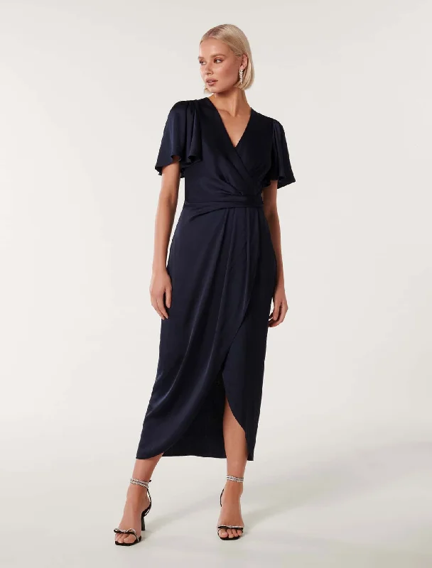 Weekend Deals Galore Estelle Flutter Sleeve Midi Dress