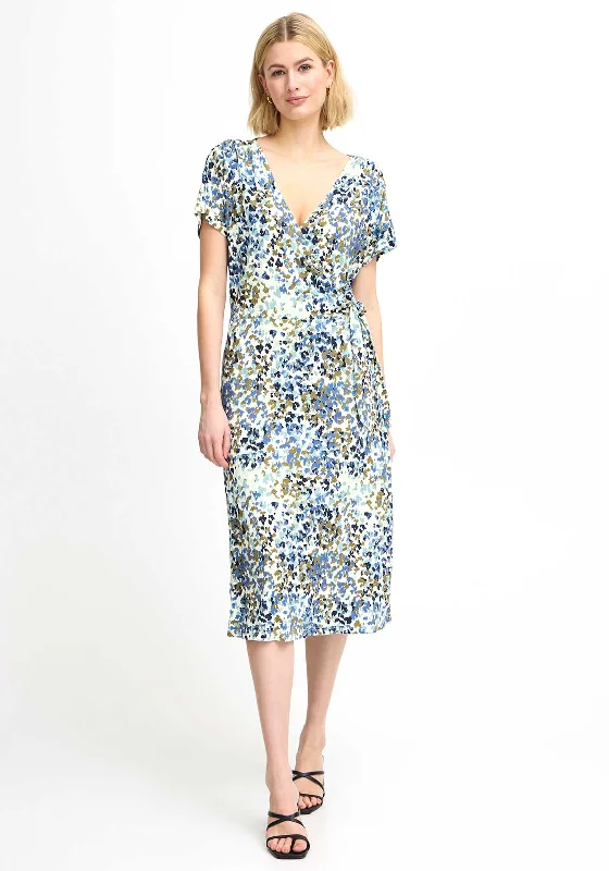 Fransa Dottie Wrap Midi Dress, Blue Multi