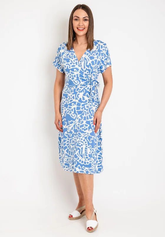 Fransa Dottie Wrap Midi Dress, Blue