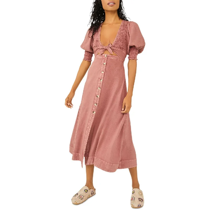 Best Price Ever Free People Womens String Of Hearts Cut-Out Knot Front Maxi Dress